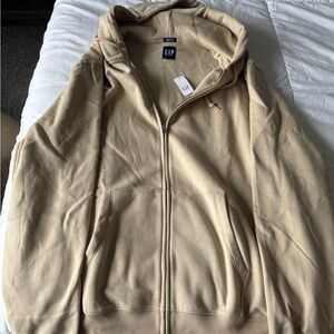 GAP Men's Beige Zip-Up Hoodie